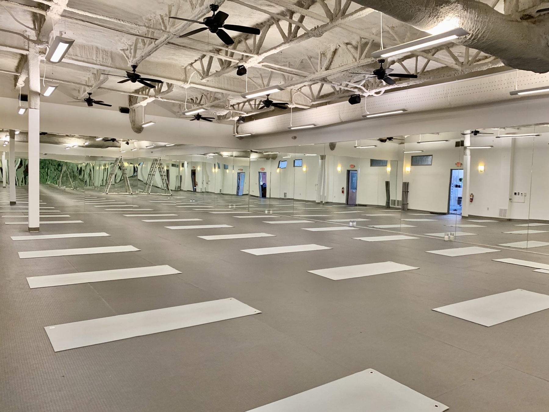 Hot room with mats laid out